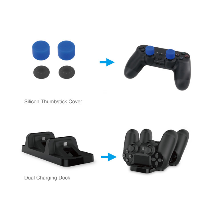 Kit Gamer Ps4 Ps4 Pro Dobe 5 En 1 TP4-18101 Negro - Imagen 4