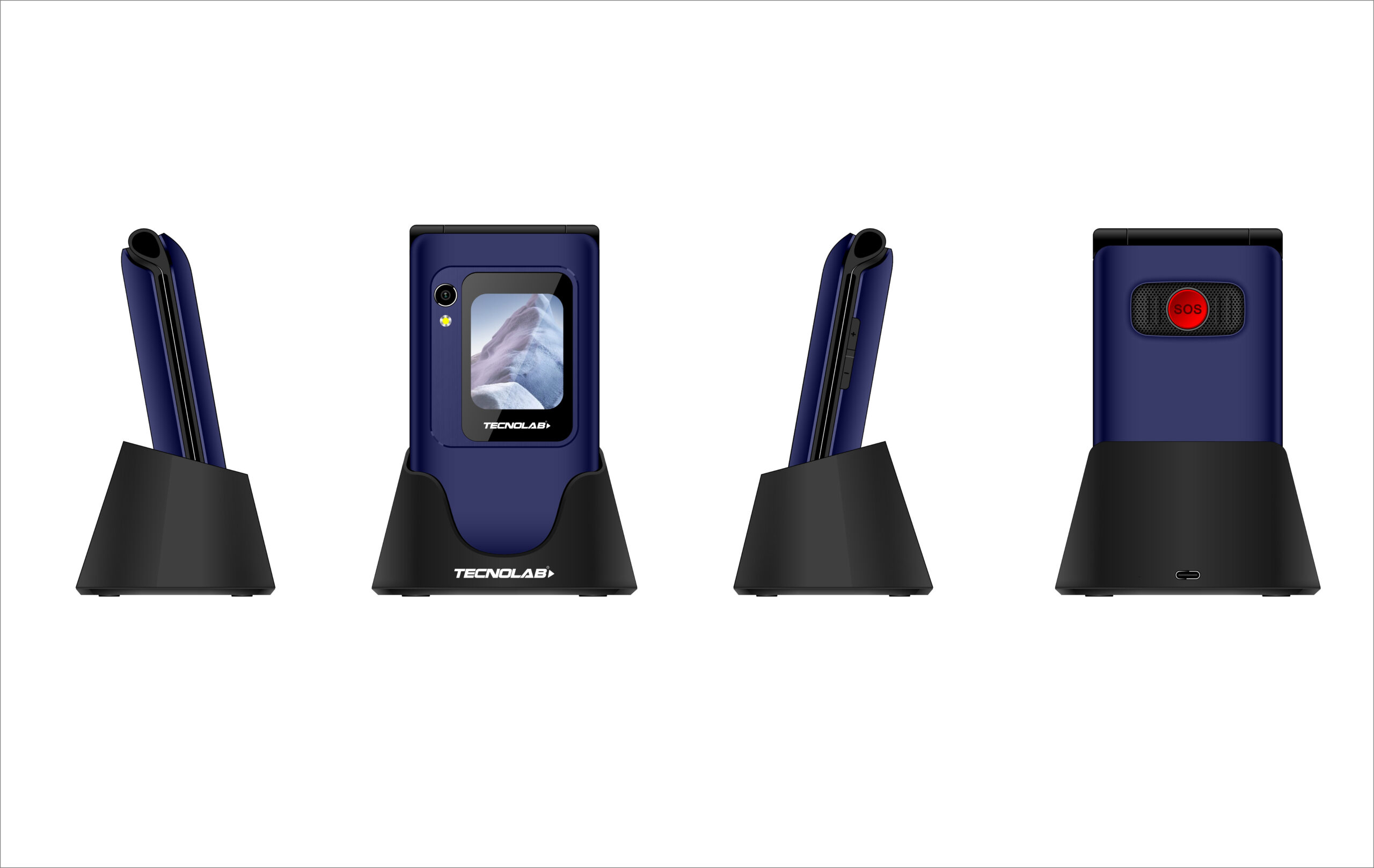 Teléfono Senior Tecnolab 4g Adulto Mayor Doble Pantalla Sos Azul - Imagen 3