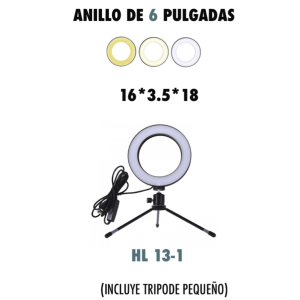 Aro De Luz Led Foto Regulable Led 16 Cm + Tripode