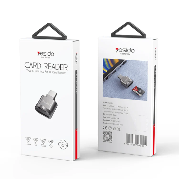Lector de Tarjeta Mini Otg Yesido Gs19 Conector Tipo C Negro - Imagen 3