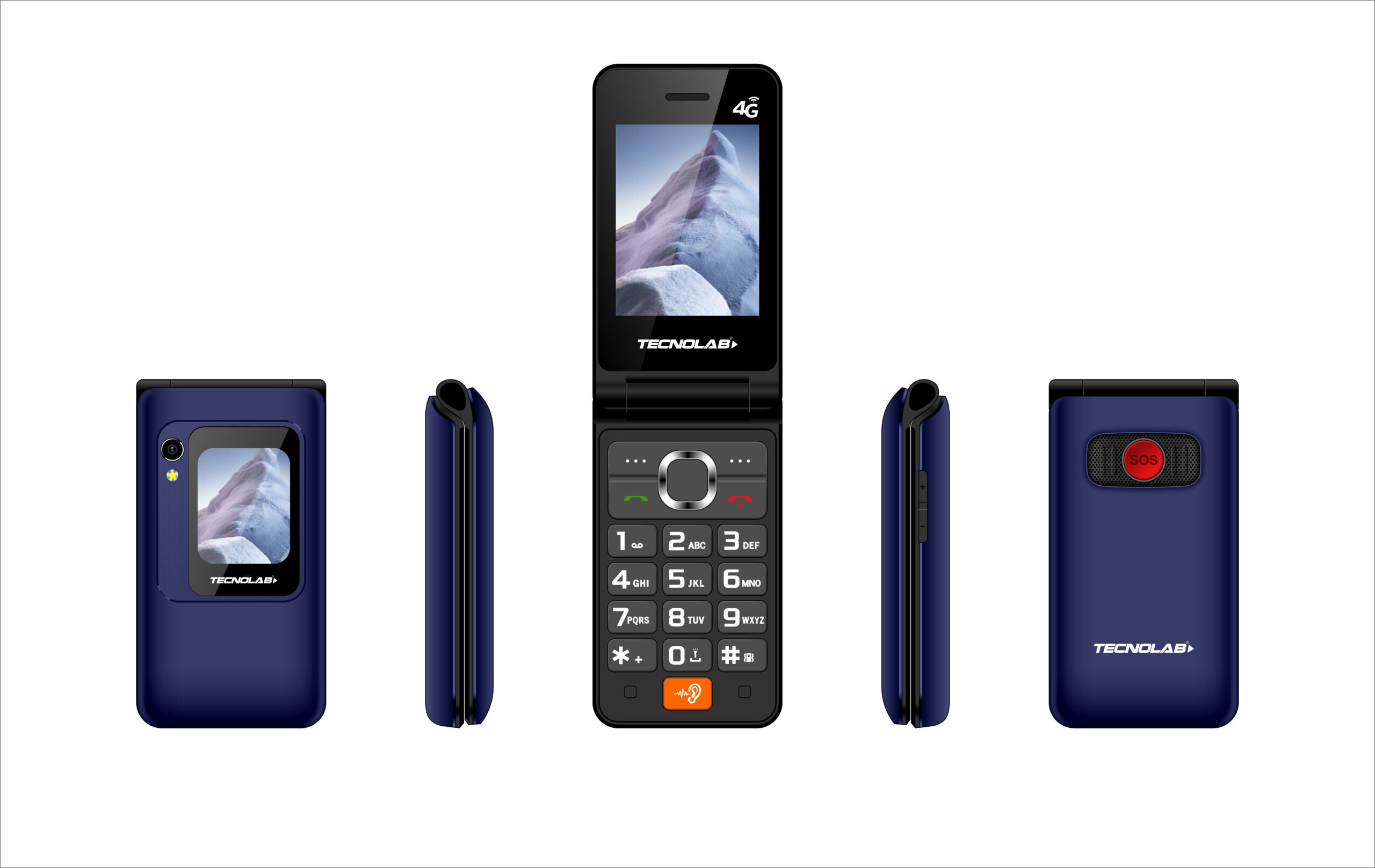 Teléfono Senior Tecnolab 4g Adulto Mayor Doble Pantalla Sos Azul - Imagen 4