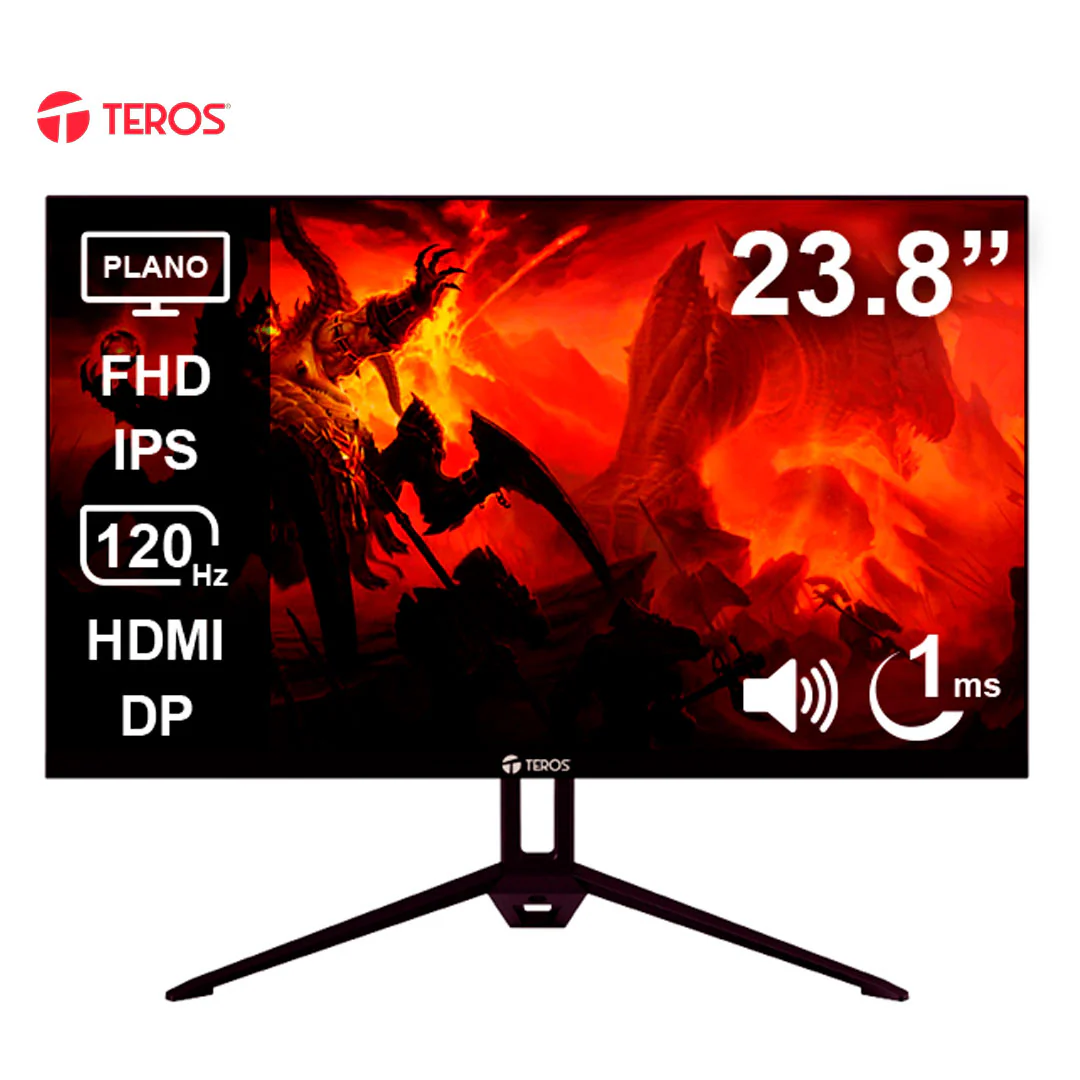 Monitor Plano TEROS TE-2415S, 23.8" FHD IPS, 120Hz, 1ms, HDMI, DP, Parlantes